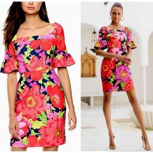 Trina Turk Floral Dress in Red and Pink